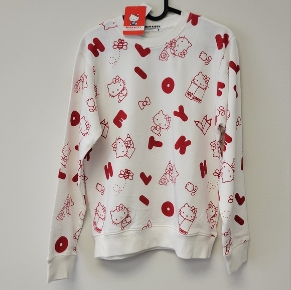 Sanrio Hello Kitty Retro sweatshirt Red White S - Picture 7 of 7